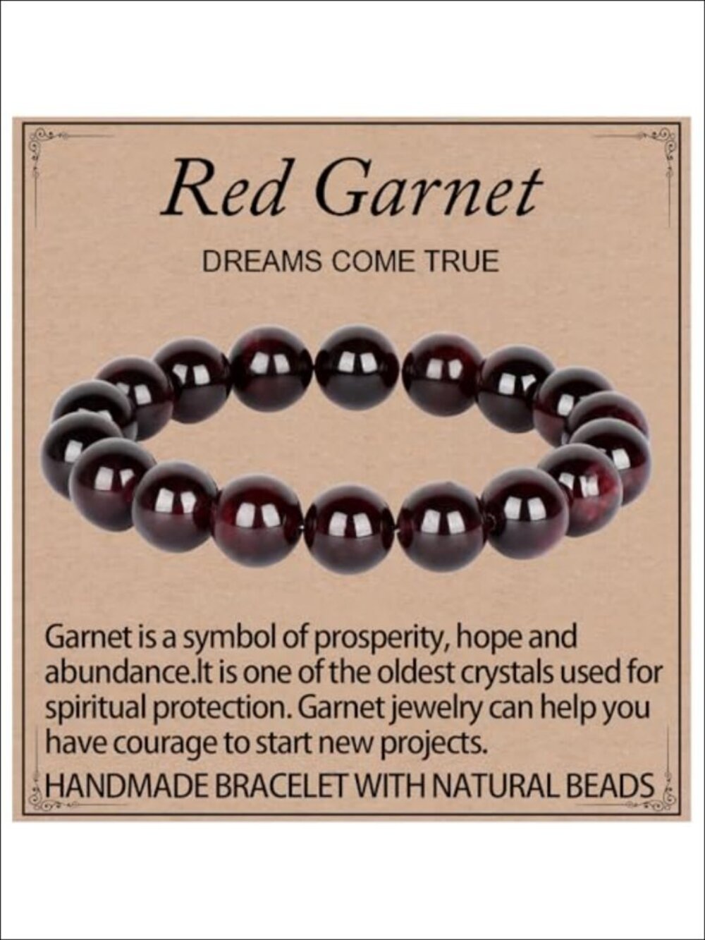 Handmade Natural Garnet Gemstone Stretch Bracelet Healing Crystal 10mm Beads